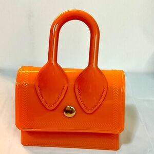 Vibrant Orange PVC Mini Handbag
